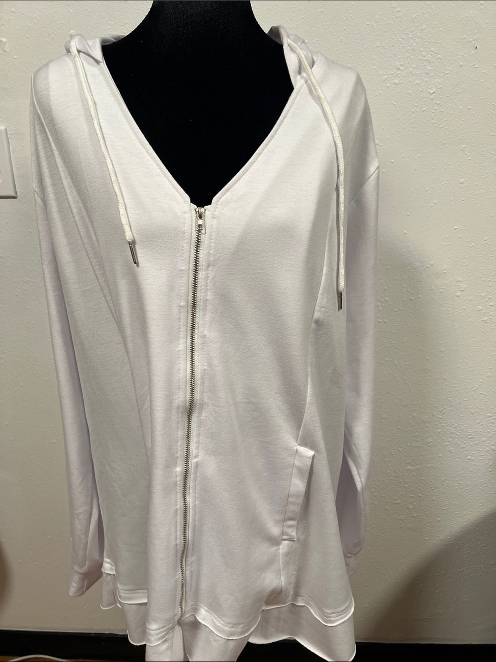 zeagoo White Zip-Up Hoodie Cover-Up